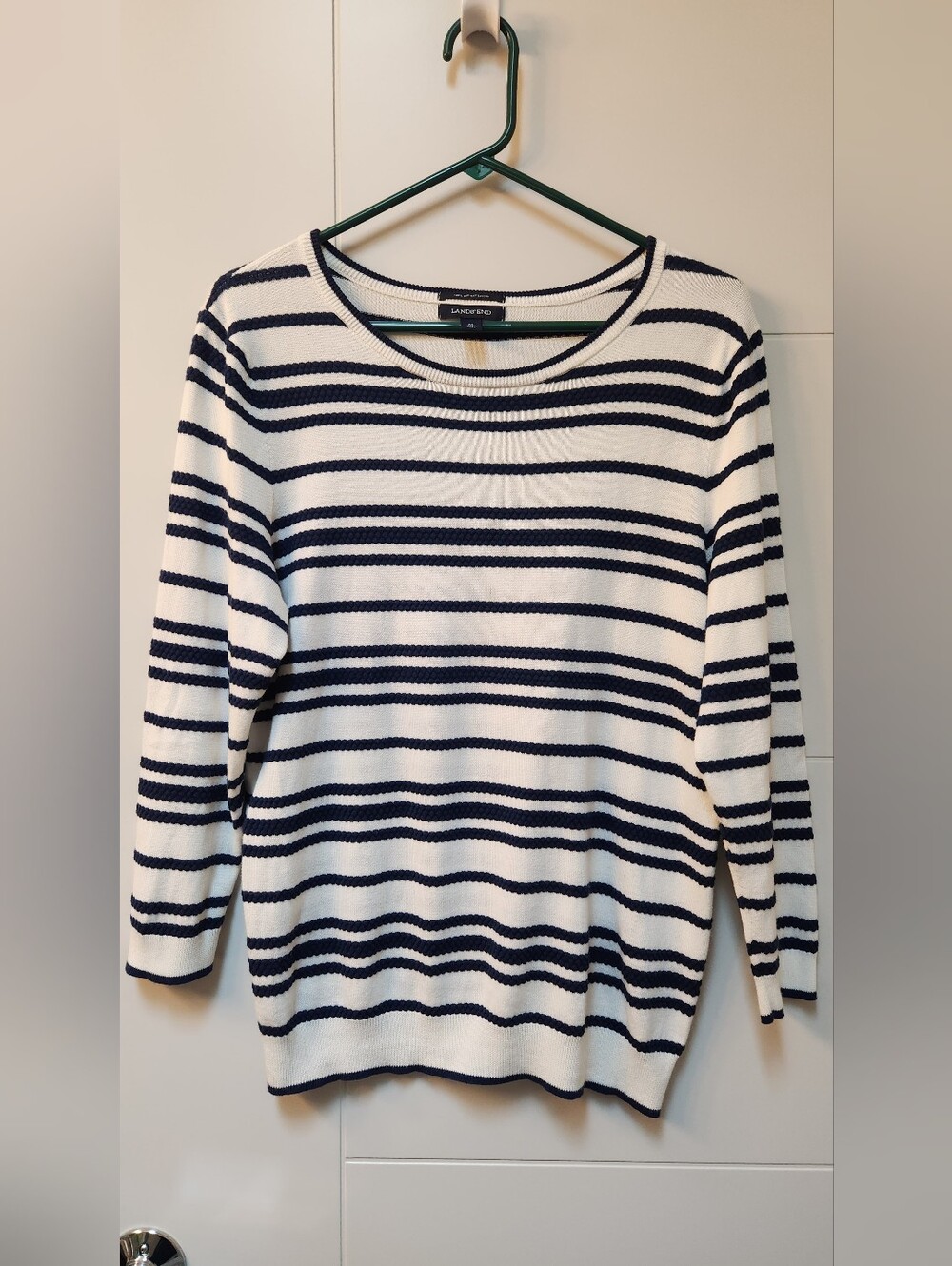 Lands End Cotton Striped Sweater Womens - Medium